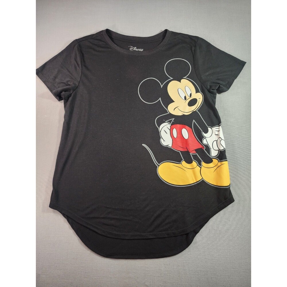 Disney Mickey & Minnie Mouse Graphic T-Shirt Women's Black Short Sleeve Cute Tee